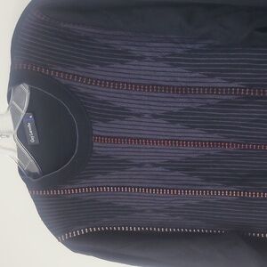 GUY LAROCHE Black Gray Orange Brown Wool Tencel Crewneck Lightweight Sweater